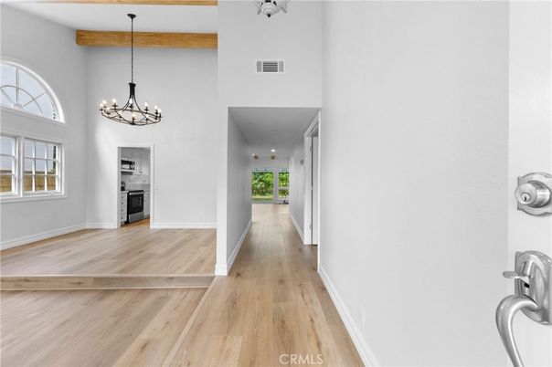 Chandelier, Interior, Wooden Beams, Wood Texture Flooring