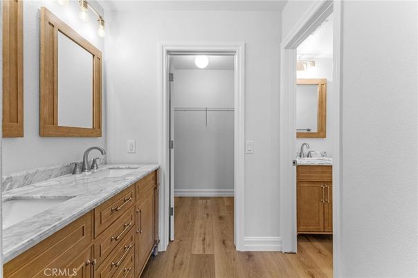 Bathroom, Dual Sink Vanities, Interior, Wood Texture Flooring