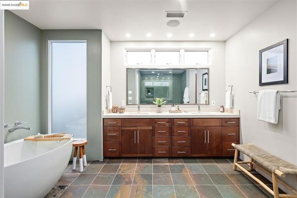 Bathroom, Dual Sink Vanities, Free Standing Baths, Interior, Recessed Lighting