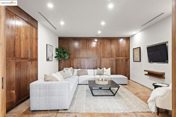 Interior, Living room, Recessed Lighting, Wooden Walls