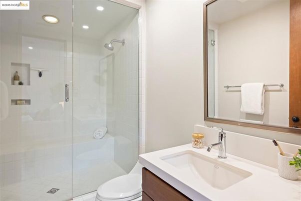 Bathroom, Glass Shower, Interior, Recessed Lighting