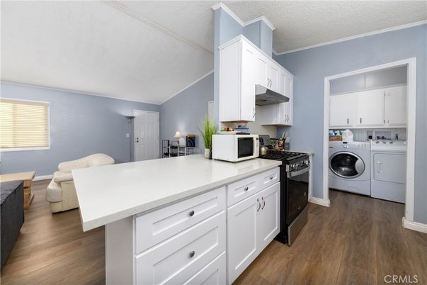 Interior, Kitchen, Washer, Wood Texture Flooring