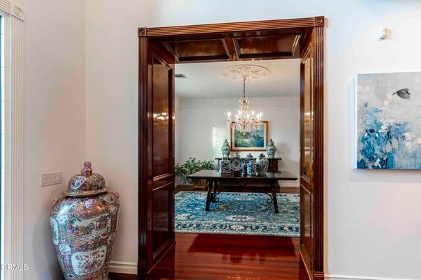 Chandelier, Home Office, Interior, Wood Texture Flooring