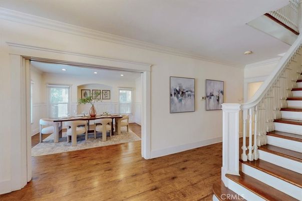 Dining room, Game Room, Interior, Recessed Lighting, Wood Texture Flooring