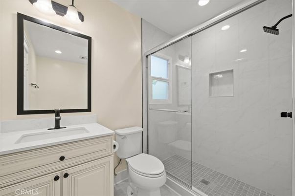 Bathroom, Glass Shower, Interior, Marble Walls, Recessed Lighting