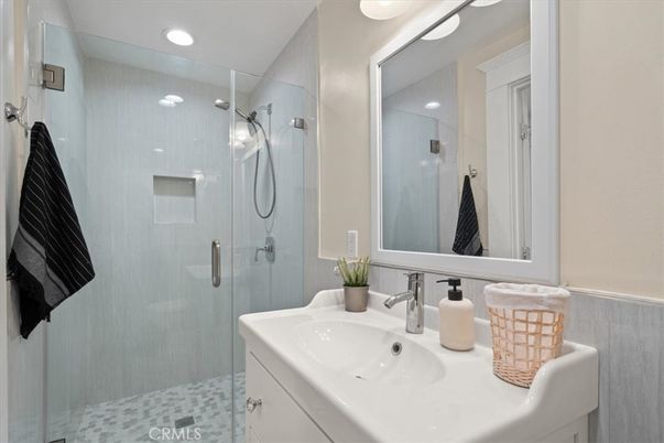 Bathroom, Glass Shower, Interior, Recessed Lighting