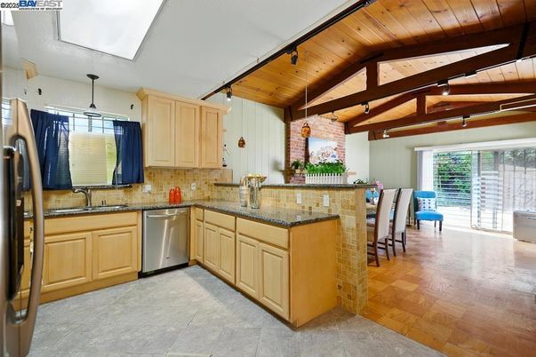 Interior, Kitchen, Stainless Steel Appliances, Stone Walls, Wooden Beams, Wooden Ceilings, Wood Texture Flooring