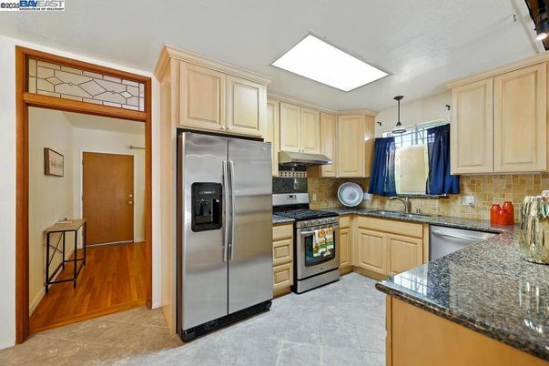 Interior, Kitchen, Stainless Steel Appliances, Wood Texture Flooring