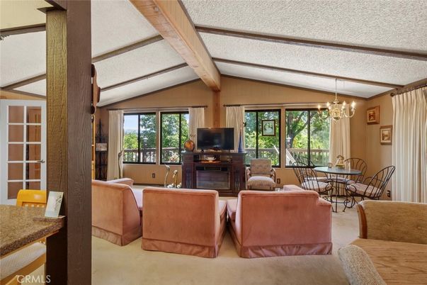 Chandelier, Dining room, Interior, Living room, Wooden Beams