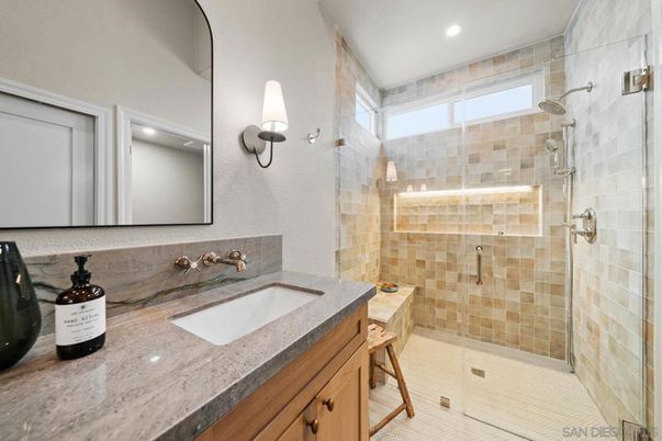 Bathroom, Glass Shower, Interior, Recessed Lighting
