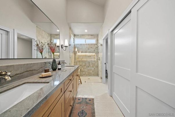 Bathroom, Dual Sink Vanities, Glass Shower, Interior, Recessed Lighting