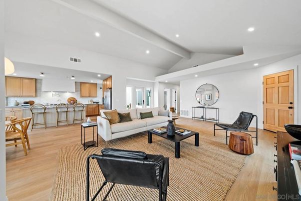 Interior, Kitchen, Living room, Recessed Lighting, Wood Texture Flooring