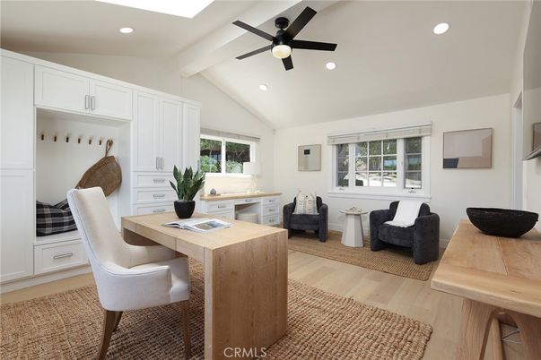 Home Office, Interior, Recessed Lighting, Wood Texture Flooring