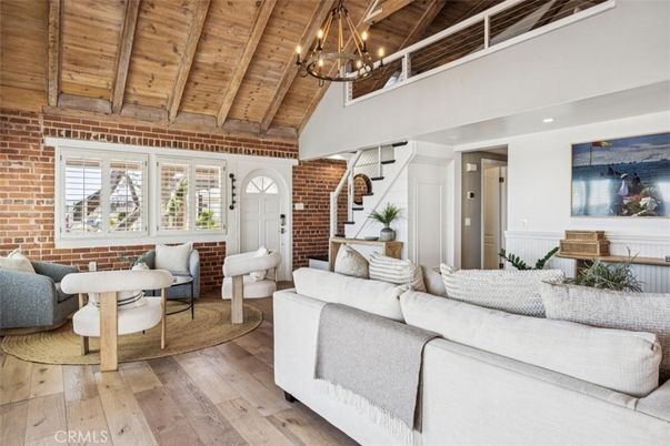 Chandelier, Interior, Living room, Recessed Lighting, Stone Walls, Wooden Beams, Wooden Ceilings, Wood Texture Flooring