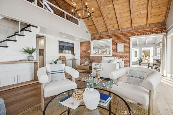 Chandelier, Interior, Living room, Recessed Lighting, Stone Walls, Wooden Beams, Wooden Ceilings, Wood Texture Flooring