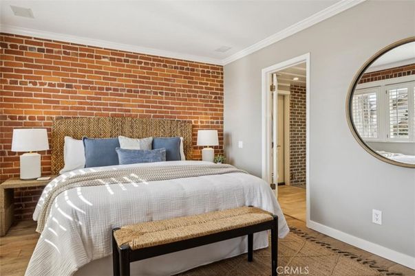 Bedroom, Interior, Stone Walls, Wood Texture Flooring