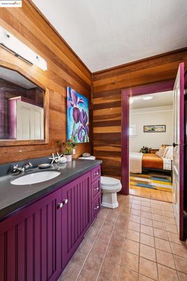 Bathroom, Dual Sink Vanities, Interior, Recessed Lighting, Wooden Walls
