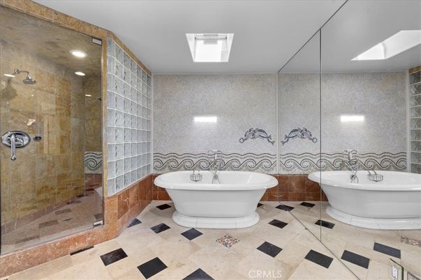 Bathroom, Free Standing Baths, Glass Shower, Interior, Recessed Lighting