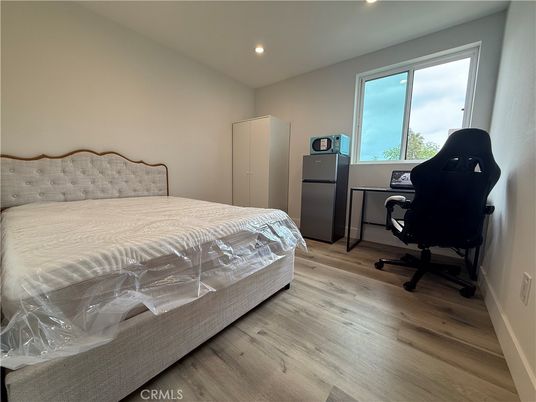 Bedroom, Home Office, Interior, Recessed Lighting, Wood Texture Flooring