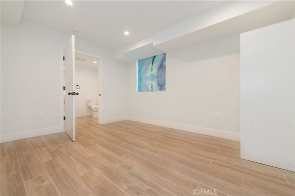 Bathroom, Empty room, Interior, Recessed Lighting, Wood Texture Flooring