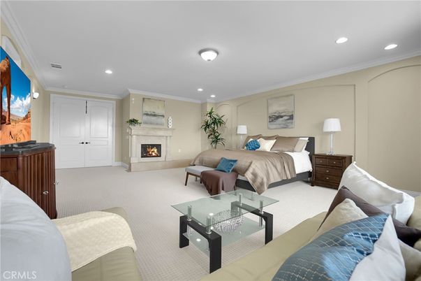 Bedroom, Fireplace, Interior, Living room, Recessed Lighting