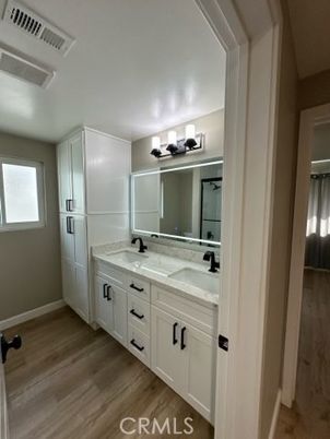 Bathroom, Dual Sink Vanities, Interior, Wood Texture Flooring
