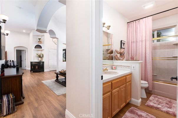 Bathroom, Interior, Recessed Lighting, Wood Texture Flooring