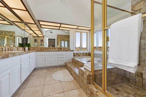 Bathroom, Dual Sink Vanities, Glass Shower, Interior, Tile Countertops
