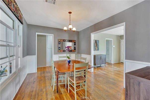 Chandelier, Dining room, Interior, Wood Texture Flooring