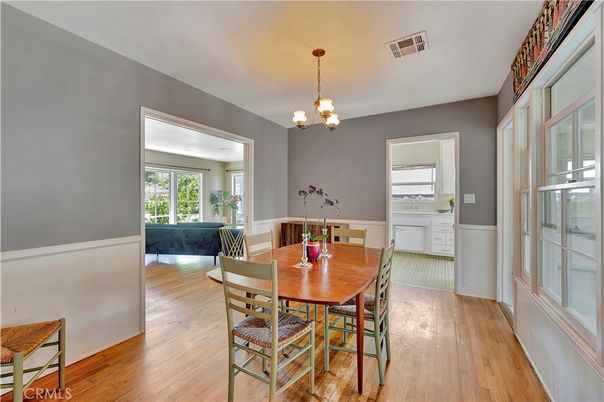Chandelier, Dining room, Interior, Pendant Lights, Wood Texture Flooring