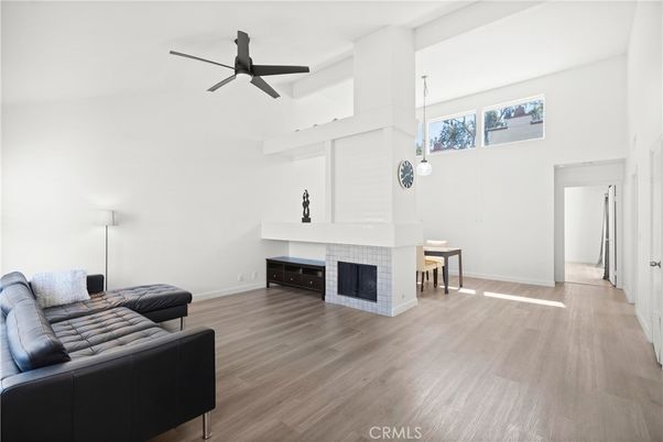 Fireplace, Interior, Pendant Lights, Wood Texture Flooring