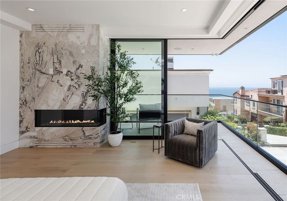 Fireplace, Interior, Recessed Lighting, Water, Wood Texture Flooring