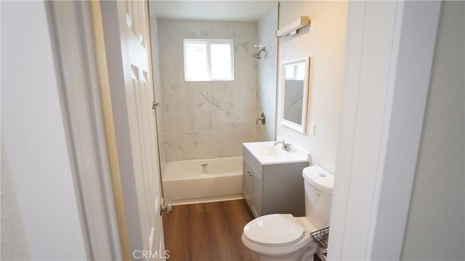 Bathroom, Interior, Marble Walls, Wood Texture Flooring