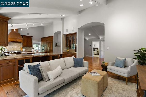 Interior, Kitchen, Living room, Recessed Lighting, Wood Texture Flooring