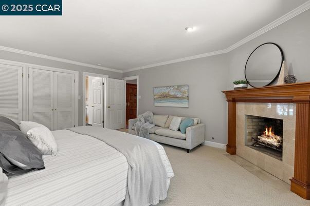 Bedroom, Fireplace, Interior