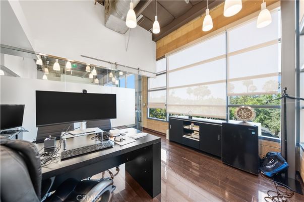 Home Office, Interior, Pendant Lights, Wood Texture Flooring