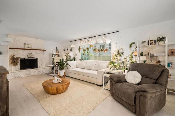 Fireplace, Interior, Living room, Pendant Lights, Wood Texture Flooring