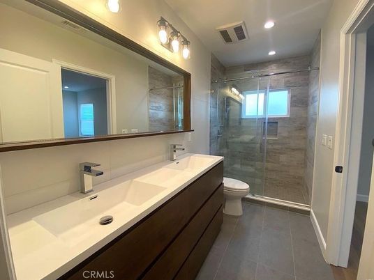 Bathroom, Glass Shower, Interior, Recessed Lighting