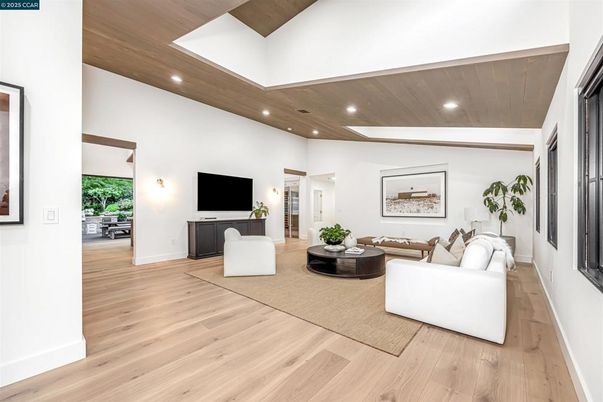 Interior, Living room, Recessed Lighting, Wooden Ceilings, Wood Texture Flooring