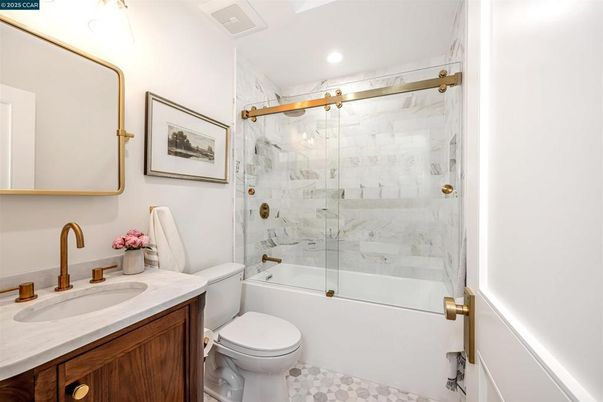 Bathroom, Glass Shower, Interior, Marble Walls, Recessed Lighting
