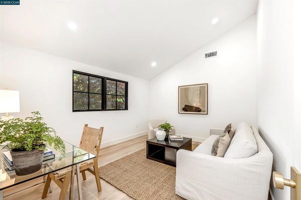 Home Office, Interior, Living room, Recessed Lighting, Wood Texture Flooring