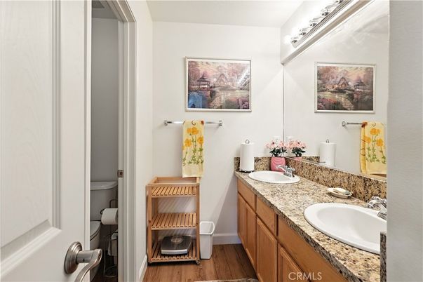 Bathroom, Dual Sink Vanities, Interior, Wood Texture Flooring