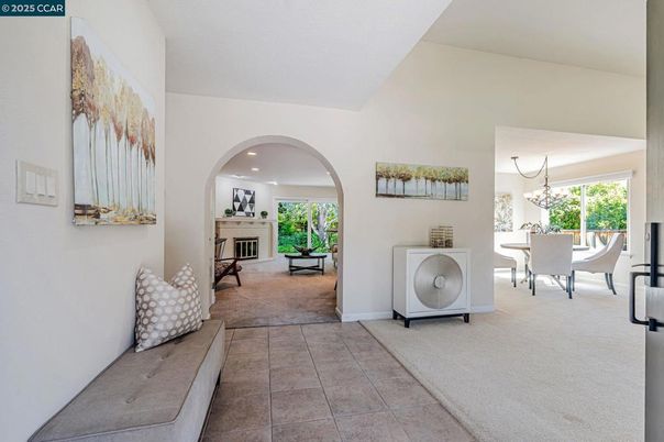 Chandelier, Dining room, Fireplace, Interior, Recessed Lighting