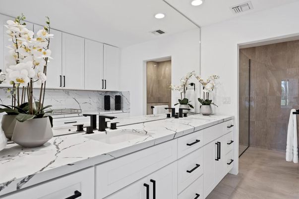 Bathroom, Dual Sink Vanities, Glass Shower, Interior, Recessed Lighting