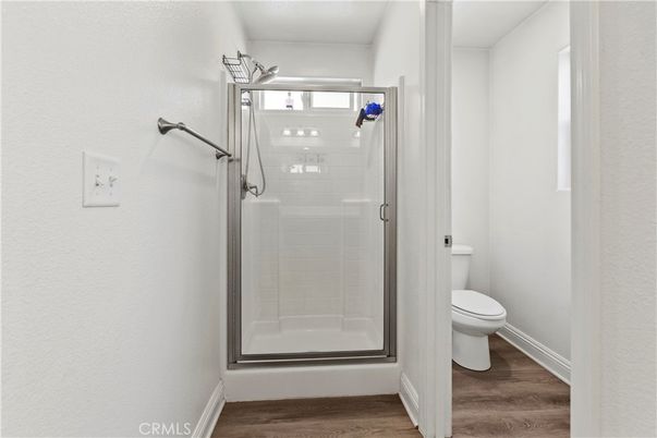 Bathroom, Glass Shower, Interior, Wood Texture Flooring
