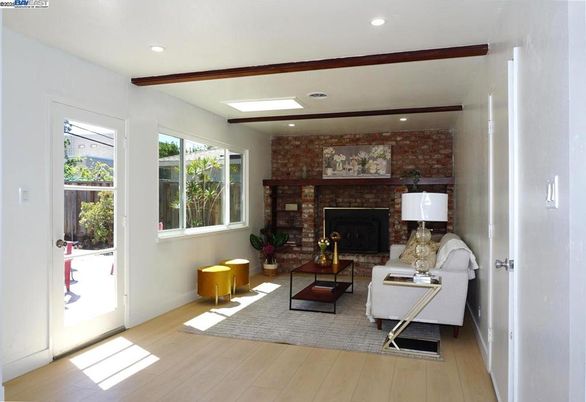 Fireplace, Interior, Living room, Recessed Lighting, Stone Walls, Wooden Beams, Wood Texture Flooring