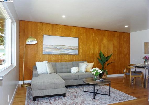 Interior, Living room, Recessed Lighting, Wood Texture Flooring, Wooden Walls