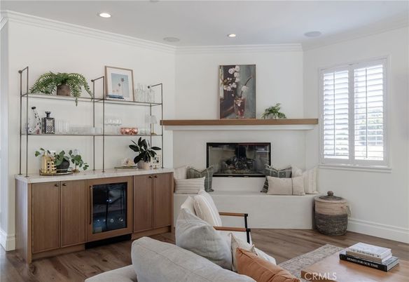 Fireplace, Interior, Recessed Lighting, Wood Texture Flooring