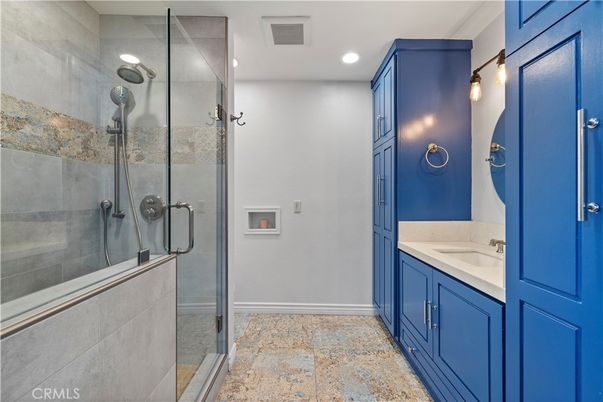 Bathroom, Glass Shower, Interior, Recessed Lighting