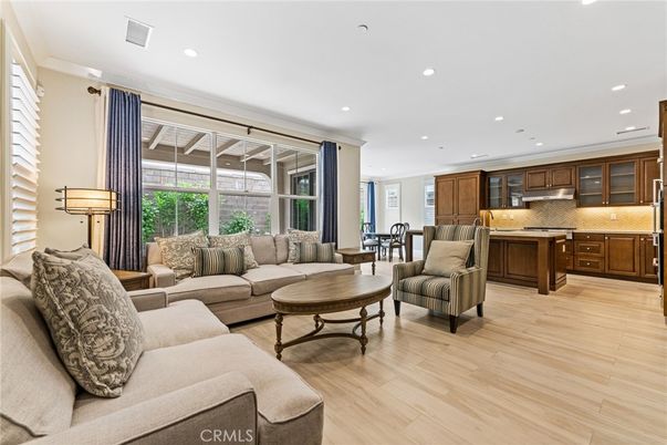 Interior, Kitchen, Living room, Recessed Lighting, Stainless Steel Appliances, Wood Texture Flooring